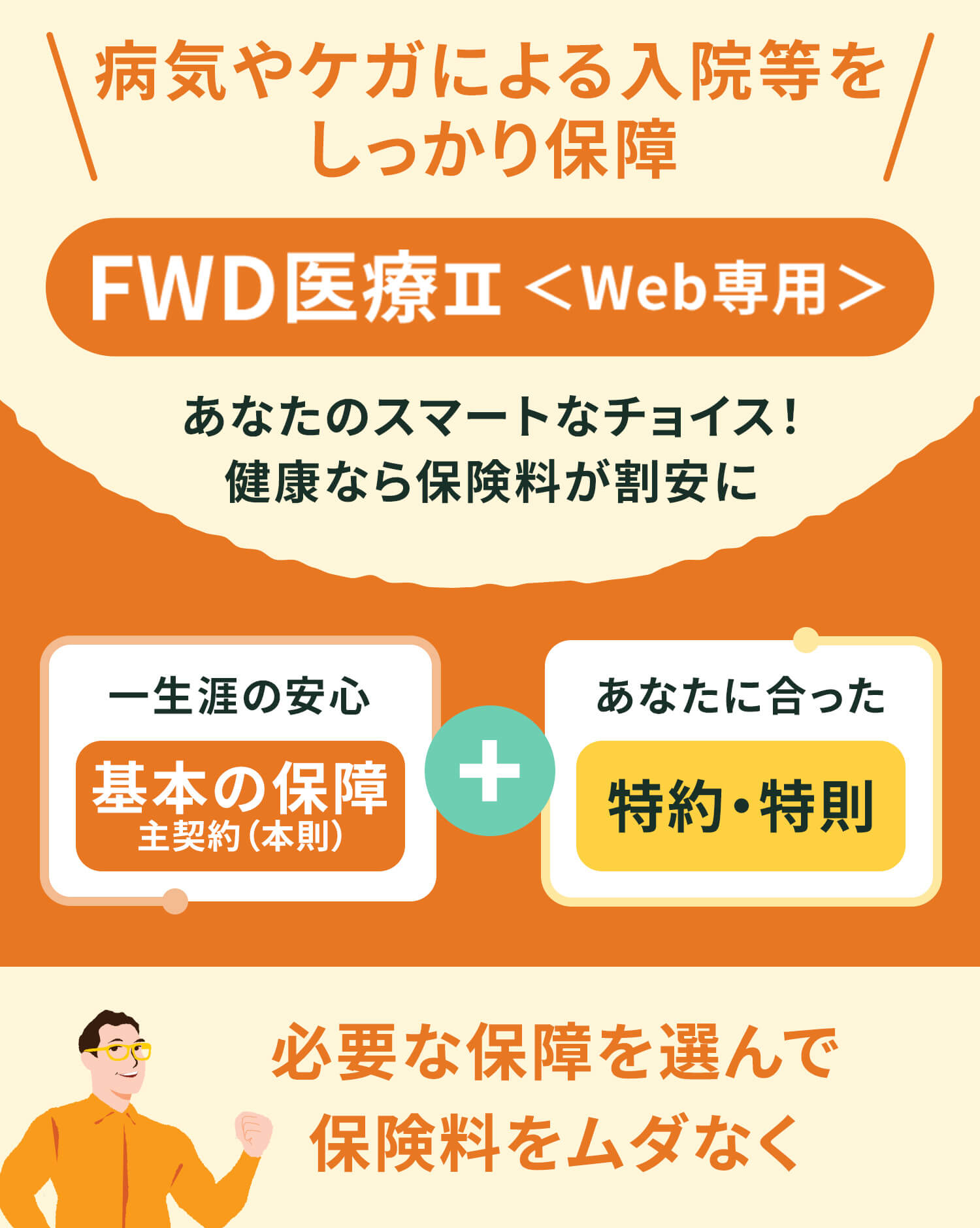 病気やケガによる入院等をしっかり保障